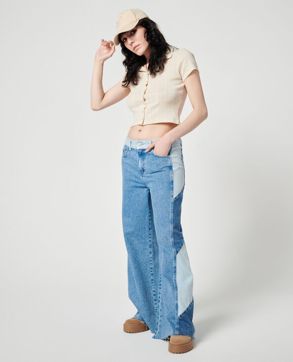 Jean baggy patchwork bleu - Pimkie