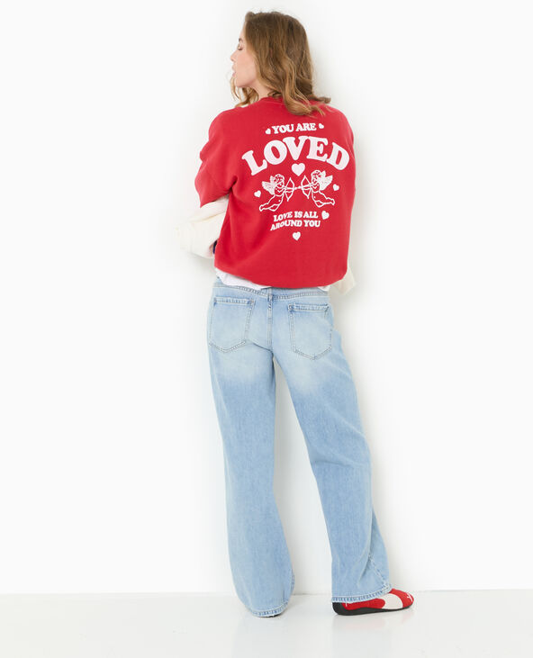 Sweat oversize avec print poitrine et dos  rouge - Pimkie