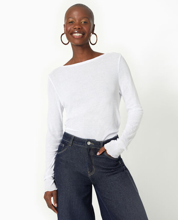 Top manches longues encolure bateau blanc - Pimkie