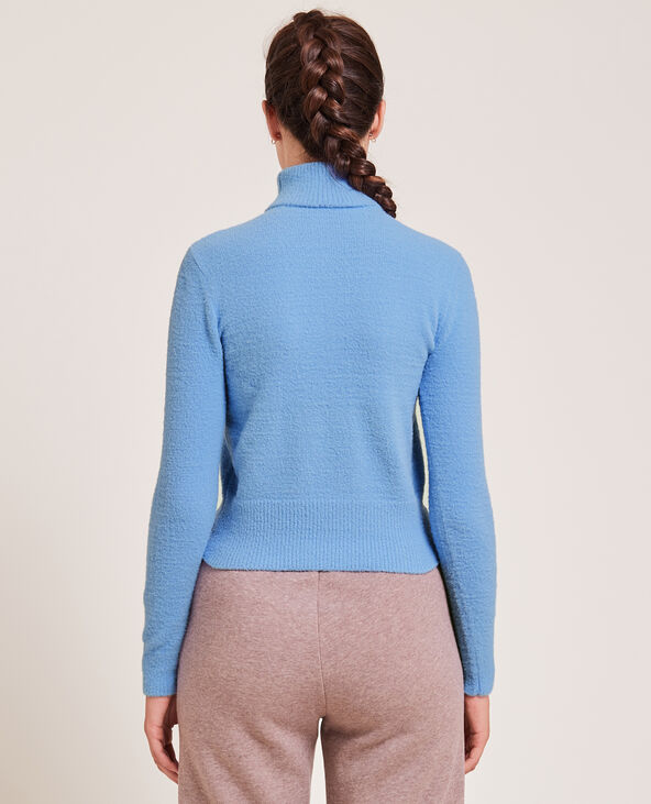 Pull col roulé maille fluffy bleu - Pimkie