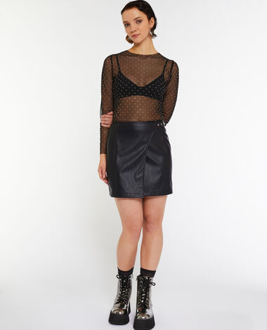 Mini jupe simili cuir noir cheap