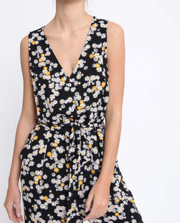 Combi-pantalon à fleurs noir - Pimkie