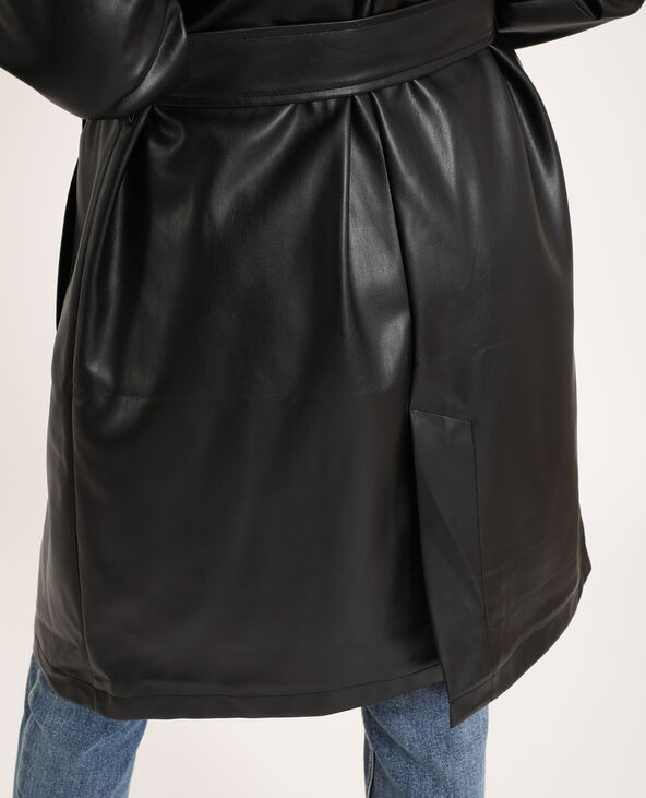 Trench en simili cuir noir - Pimkie