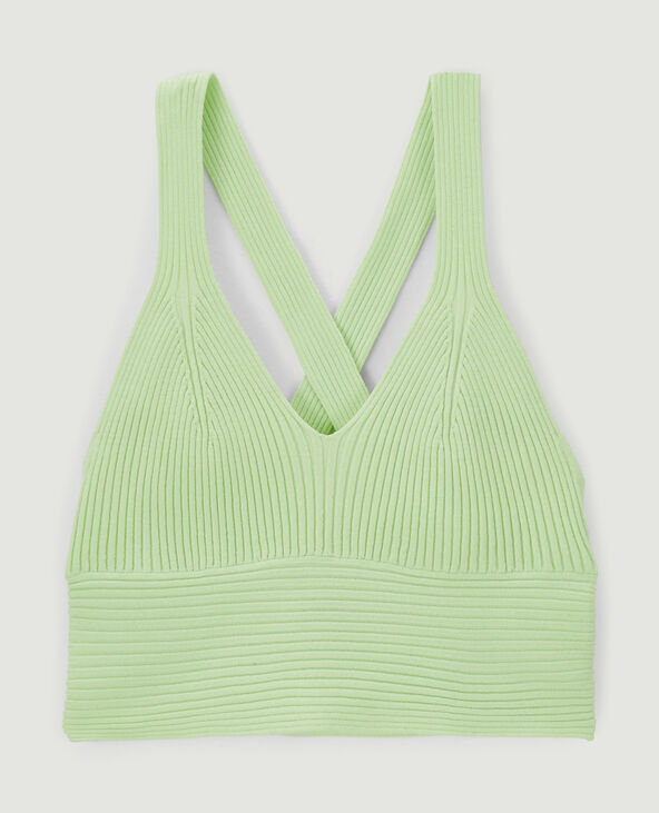 Brassière maille côtelée vert - Pimkie