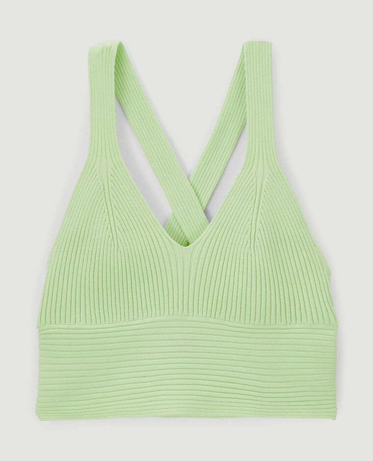 Brassière maille côtelée vert - Pimkie