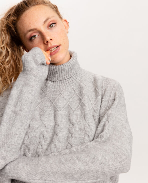 Pull col roulé torsadé gris chiné - Pimkie