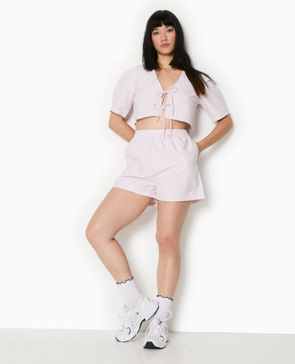 Short rayé façon pyjama d'homme rose clair - Pimkie