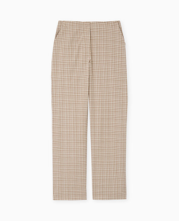 Pantalon droit à carreaux beige - Pimkie