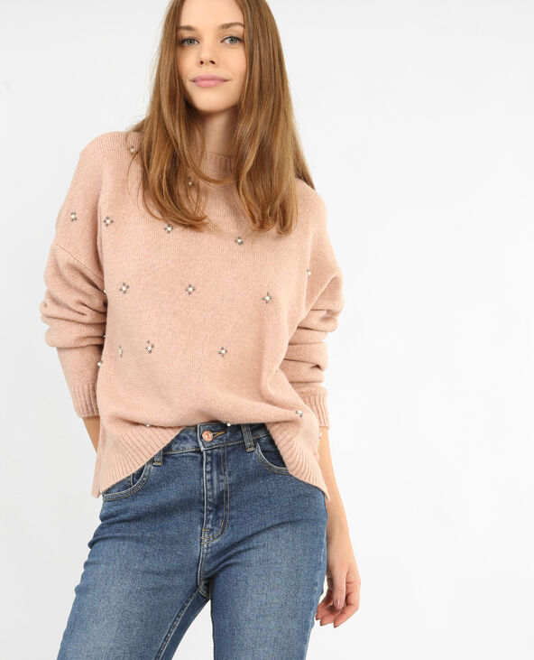 Pull à perles rose clair - Pimkie