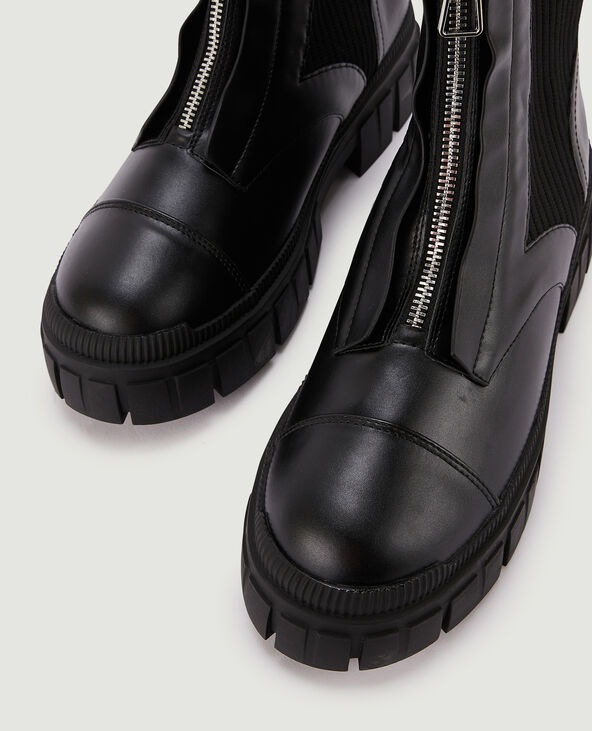 Boots zippées bimatières noir - Pimkie