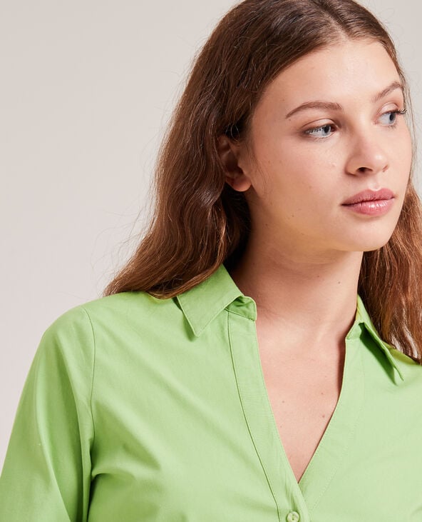 Chemise cintrée col V vert - Pimkie