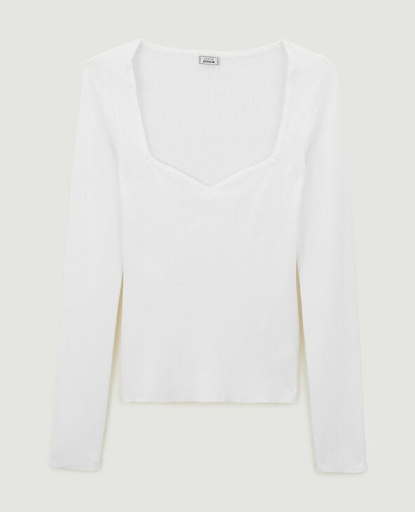 Pull fin encolure cœur blanc - Pimkie