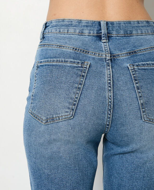Jean droit taille haute avec bas coupés bleu - Pimkie