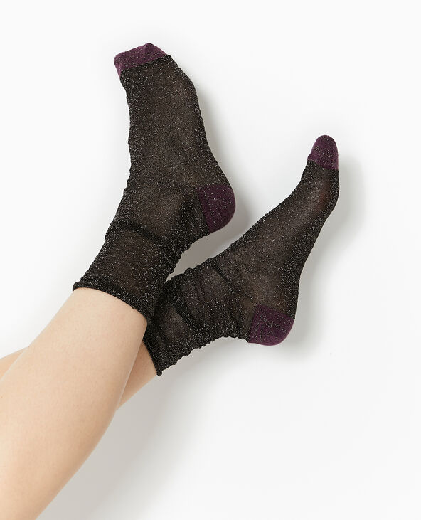 Chaussettes avec fils lurex vert kaki - Pimkie