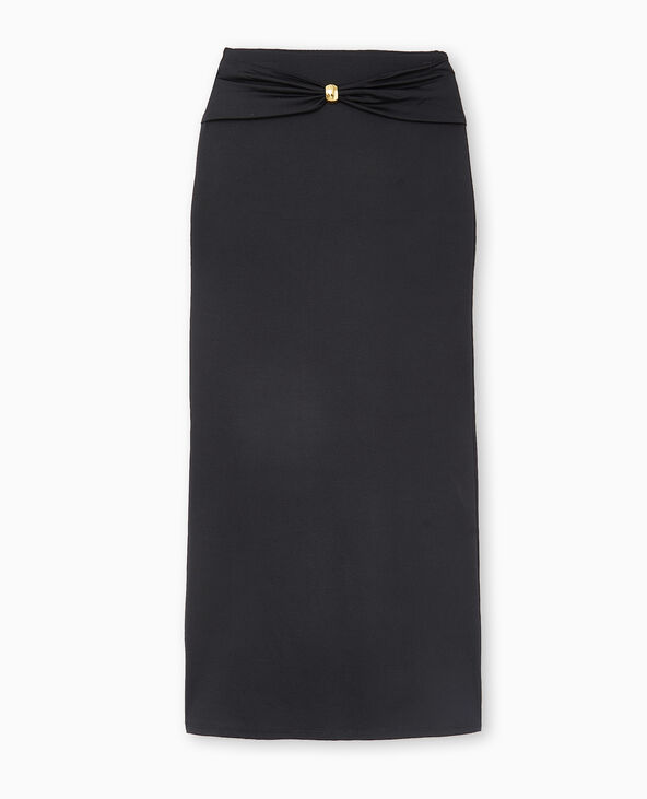 Jupe longue en maille extensible avec boucle noir - Pimkie