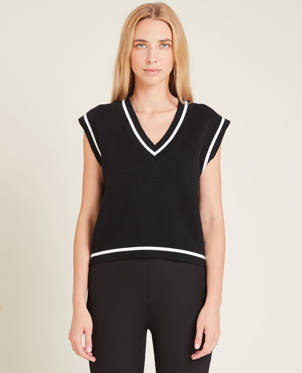 Pull sans manches col V noir - Pimkie