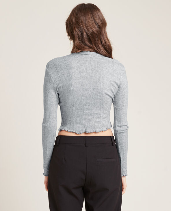 Pull maille fine côtelée gris clair - Pimkie