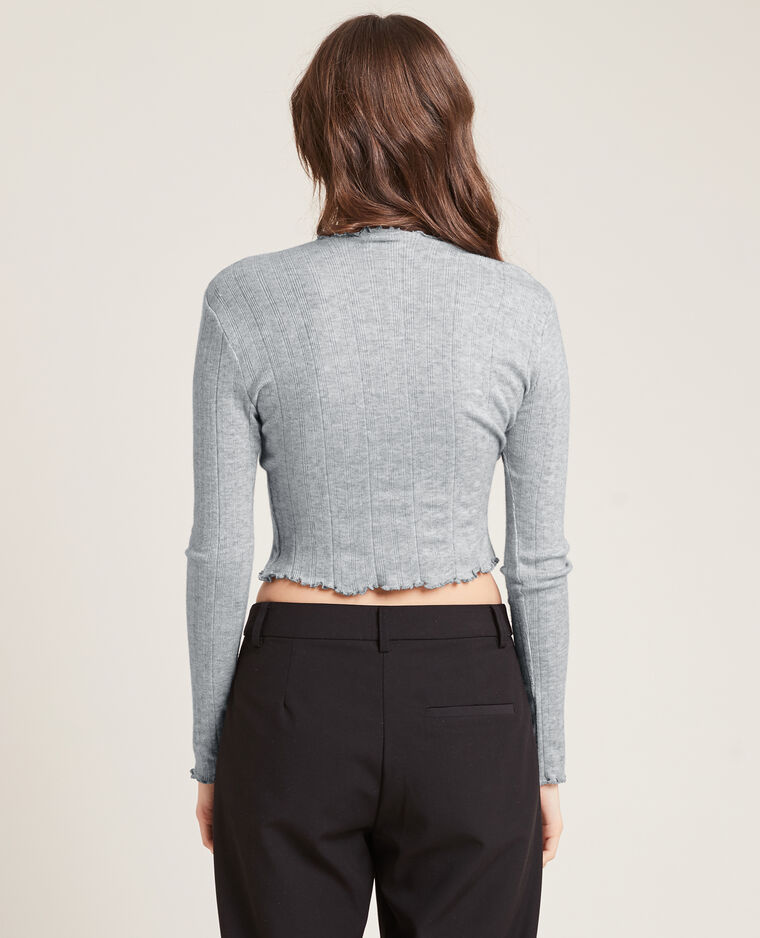 Pull maille fine côtelée gris clair - Pimkie