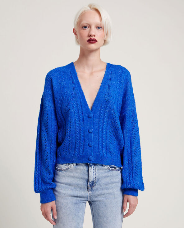 Gilet maille fantaisie bleu électrique - Pimkie