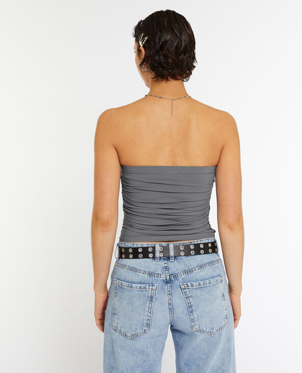 Bustier bandeau avec fronces côtés gris - Pimkie