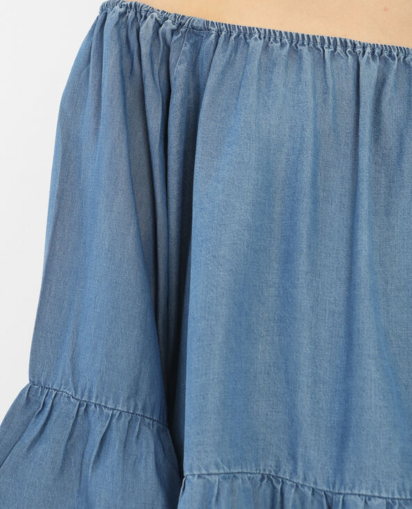 Blouse à basque Jean bleached - Pimkie