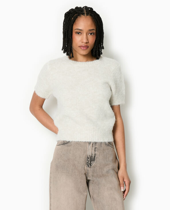 Pull manches courtes en maille douce écru - Pimkie