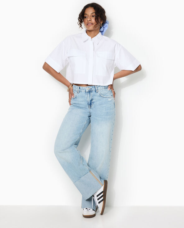 Chemise courte avec manches courtes et poches blanc - Pimkie