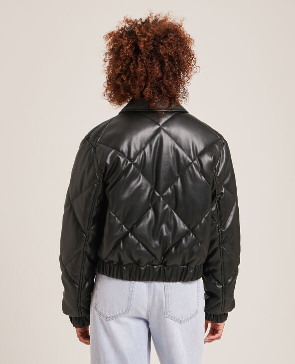 Doudoune matelassée simili cuir noir - Pimkie