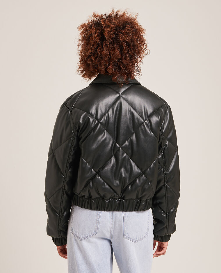 Doudoune matelassée simili cuir noir - Pimkie