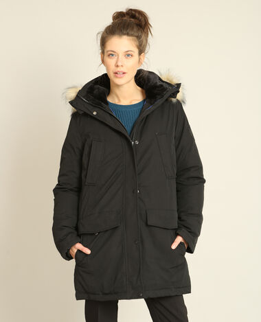 Longue parka imperméable noir - Pimkie