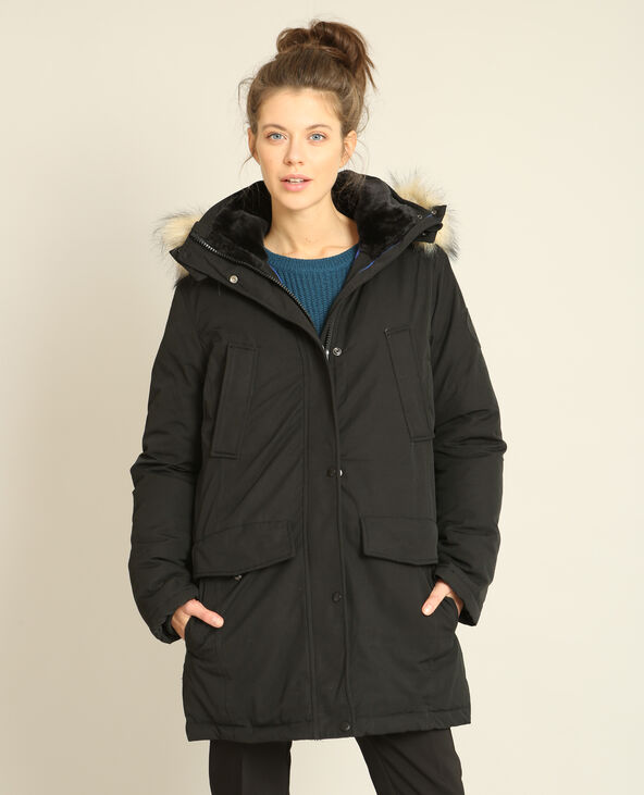 Longue parka imperméable noir - Pimkie
