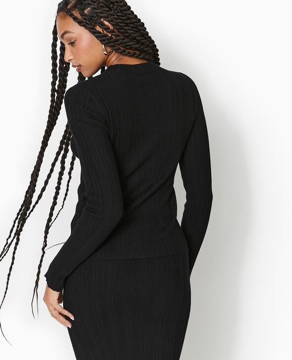 Pull fin en maille côtelée noir - Pimkie
