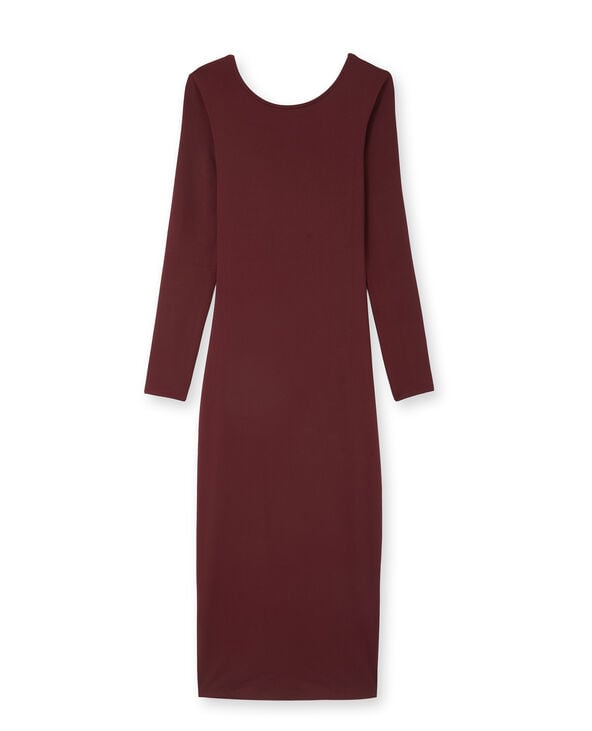 Robe longue en maille stretch dos ouvert bordeaux - Pimkie