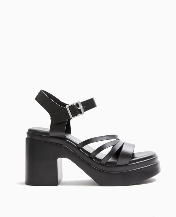 Sandales compensées avec multi-brides noir - Pimkie