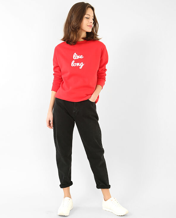 Sweat "Live long" rouge - Pimkie