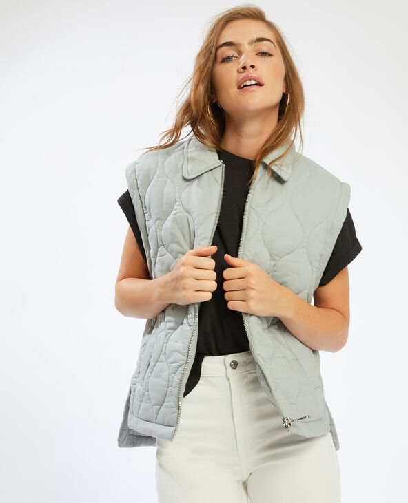 Veste bimatière à manches amovibles vert de gris - Pimkie