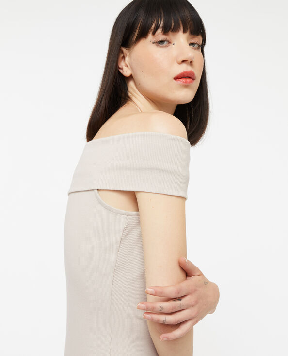 Robe midi encolure Bardot sable - Pimkie