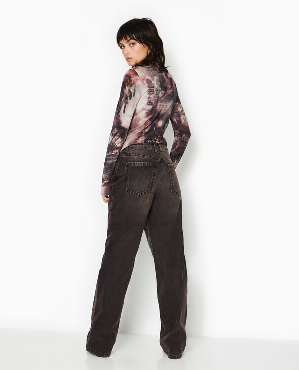 Jean wide taille haute effet dirty marron - Pimkie