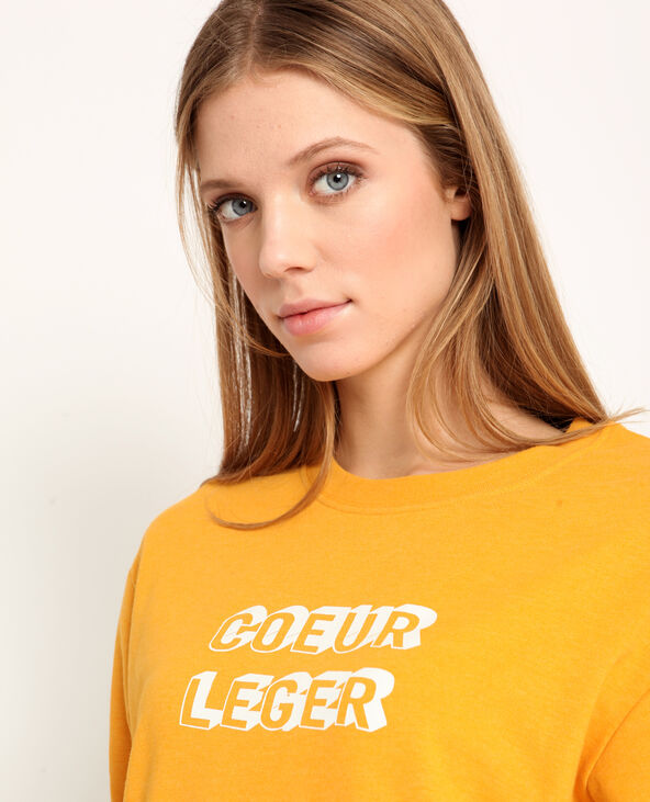 Sweat à message jaune ocre - Pimkie