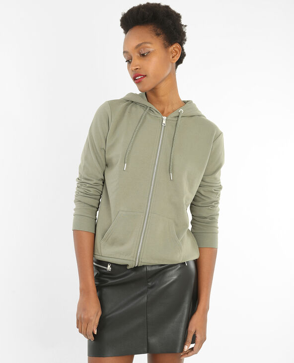 Sweat zippé à capuche vert kaki - Pimkie