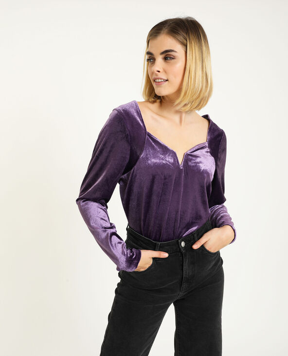 Top velours manches longues violet - Pimkie