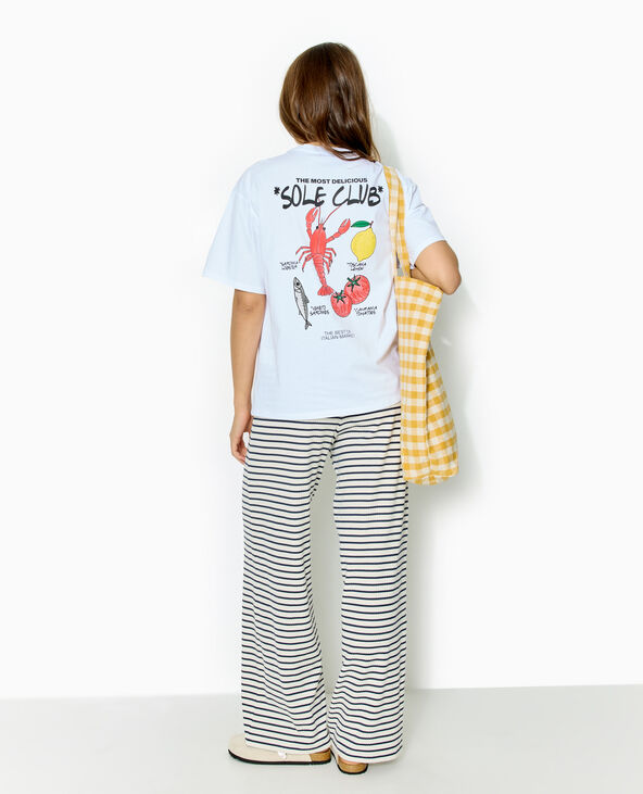 T-shirt oversize avec print poitrine et dos blanc - Pimkie