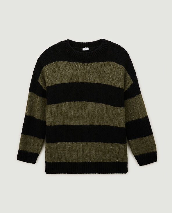 Pull oversize à rayures vert kaki - Pimkie