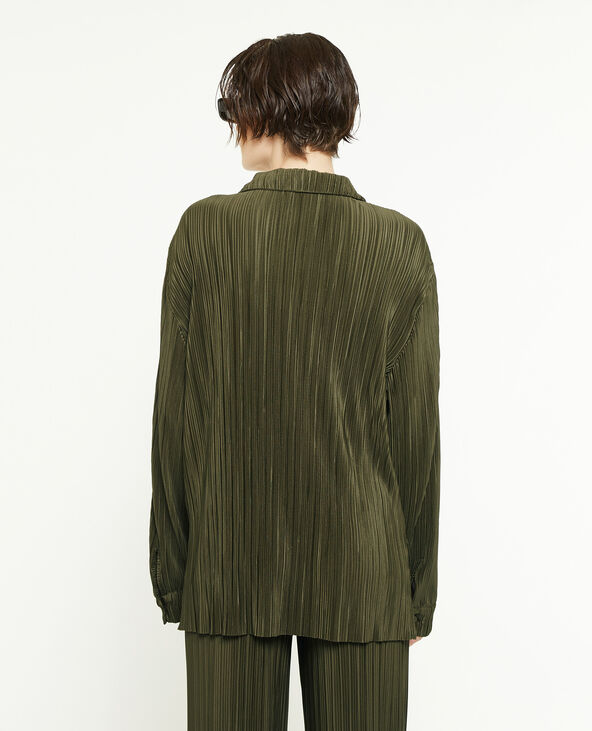 Chemise maille plissée vert kaki - Pimkie
