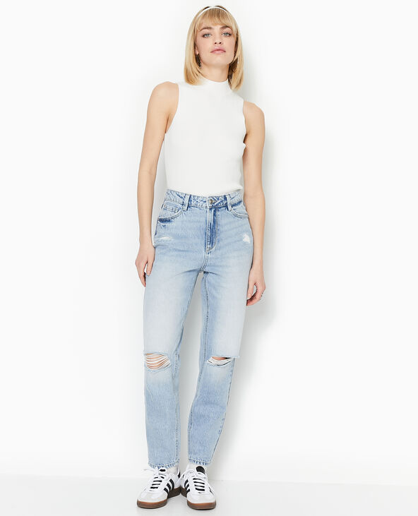 Jean mom taille haute troué outlet