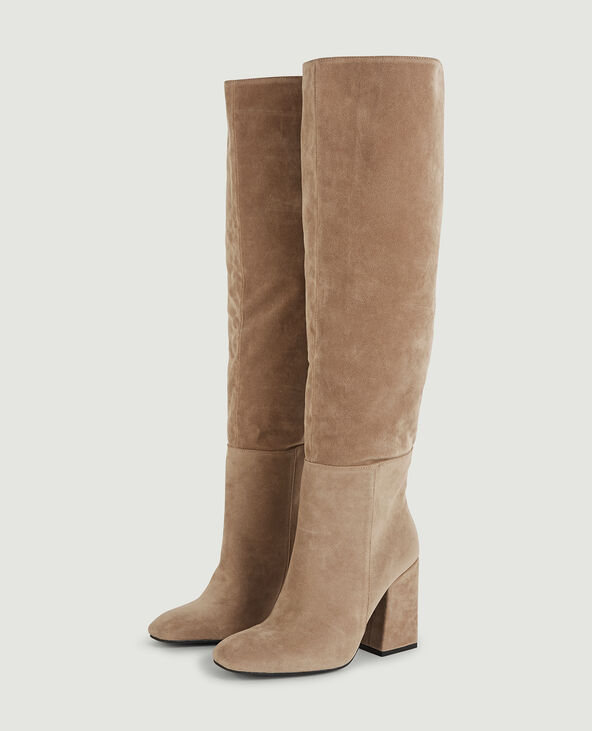 Bottes hautes en suédine beige - Pimkie