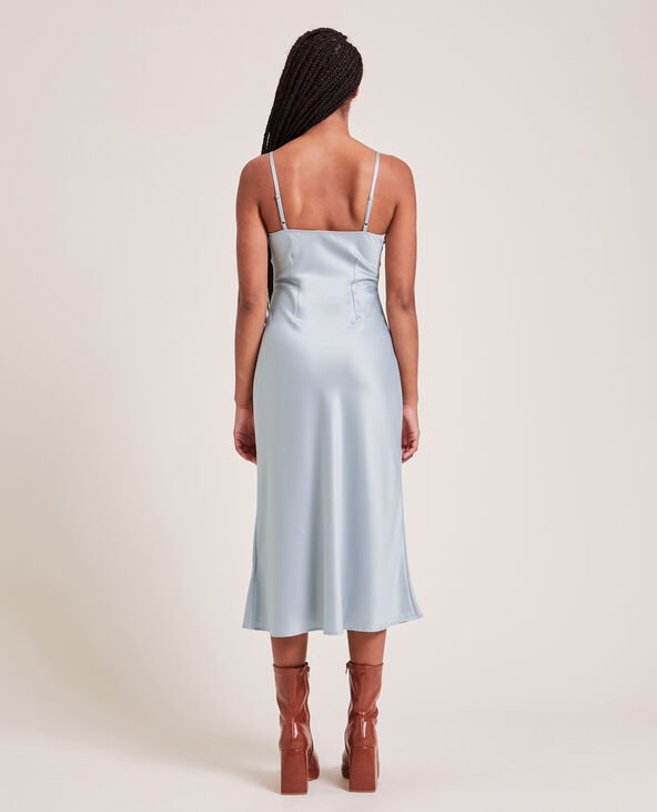 Robe longue cache-cœur en satin gris clair - Pimkie