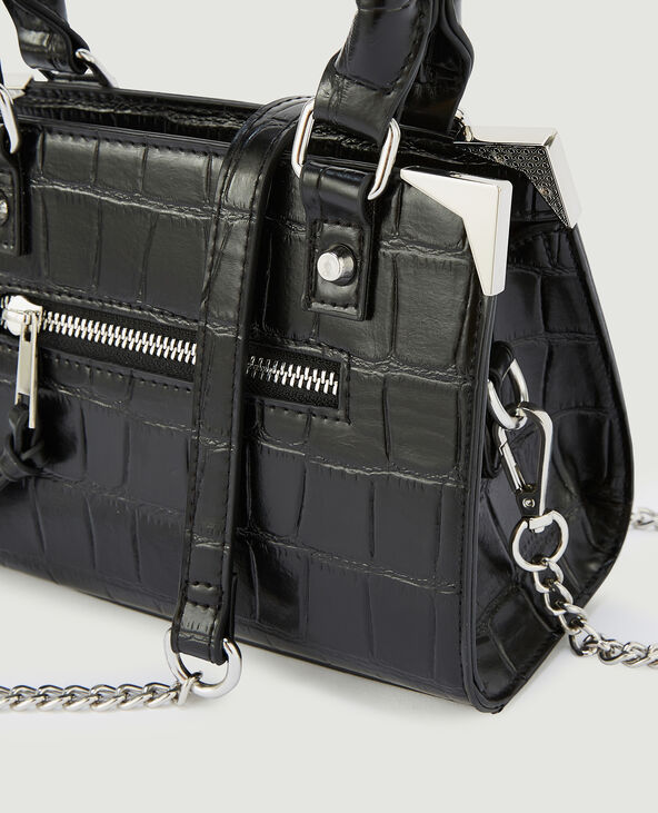 Sac boxy effet croco noir - Pimkie