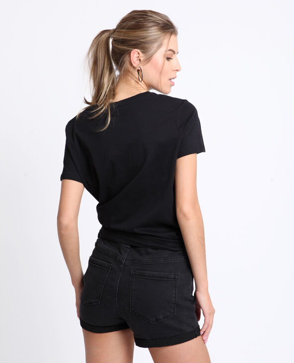 T-shirt brodé noir - Pimkie