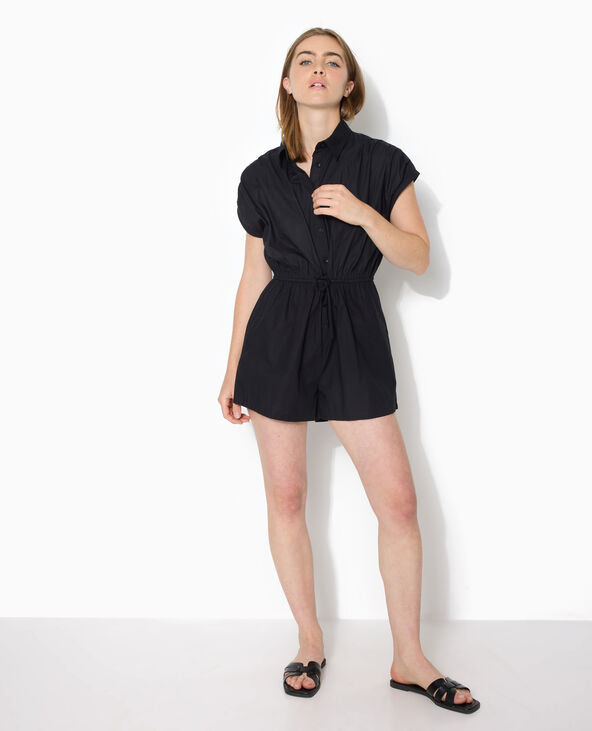Combishort chemise avec taille élastiquée noir - Pimkie
